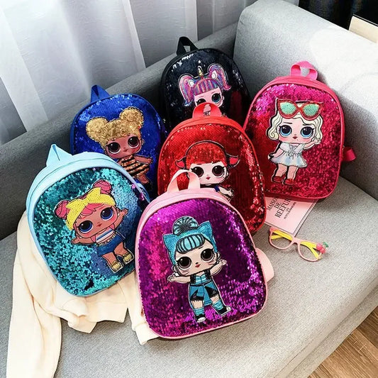 Girls' sequin backpack with zipper