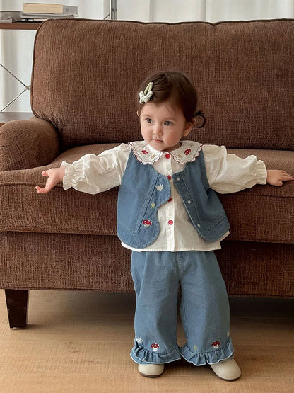 Girls Embroidered Rabbit Blouse