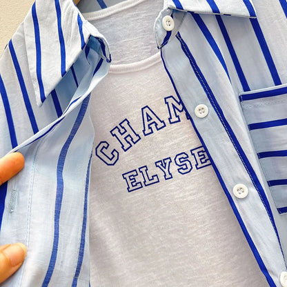 Kids Stripe Shirt Shorts Set
