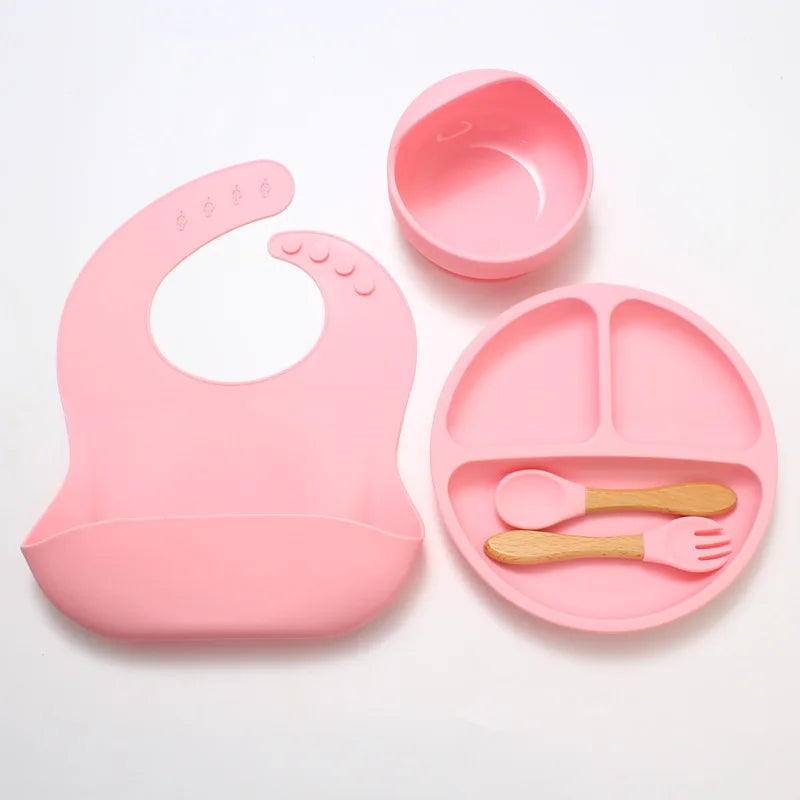 Baby Silicone Tableware Set, Suction Bowls and Utensils