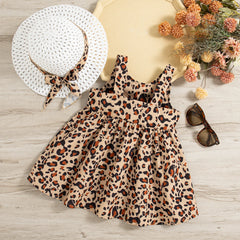 Baby Girl Leopard Print Dress, Bow Suspender Sundress