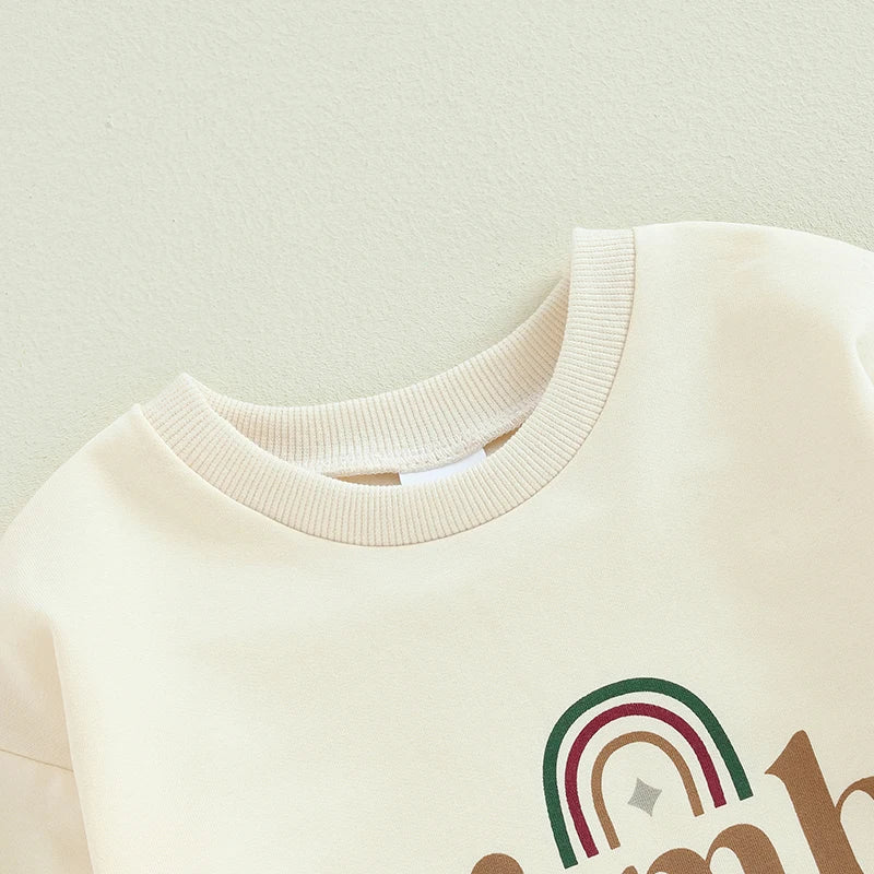 Baby Sweatshirt Romper – Rainbow Letter Print Long-Sleeve Jumpsuit for Newborn & Toddler