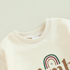 Baby Sweatshirt Romper – Rainbow Letter Print Long-Sleeve Jumpsuit for Newborn & Toddler