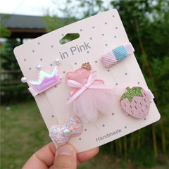 Kids' Cartoon Hair Clips, 5-Piece Princess Hairpin Set