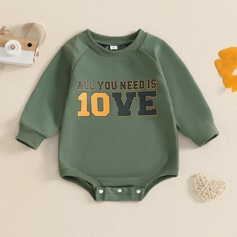 Baby Letter-Print Long-Sleeve Sweatshirt Romper