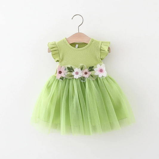 Flower Mesh Skirt Girl Dress