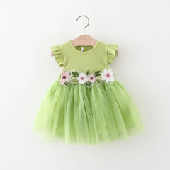 Flower Mesh Skirt Girl Dress