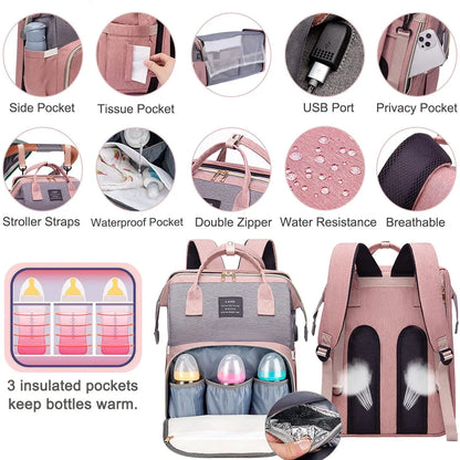 Backpack with Crib Bed & Diaper Bag