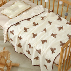 Newborn Bear Print Blanket for Crib, Stroller and Car Seat