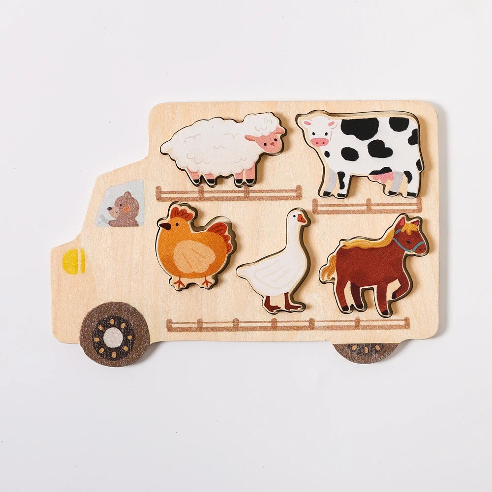 Wooden Animal Puzzles Baby Toys