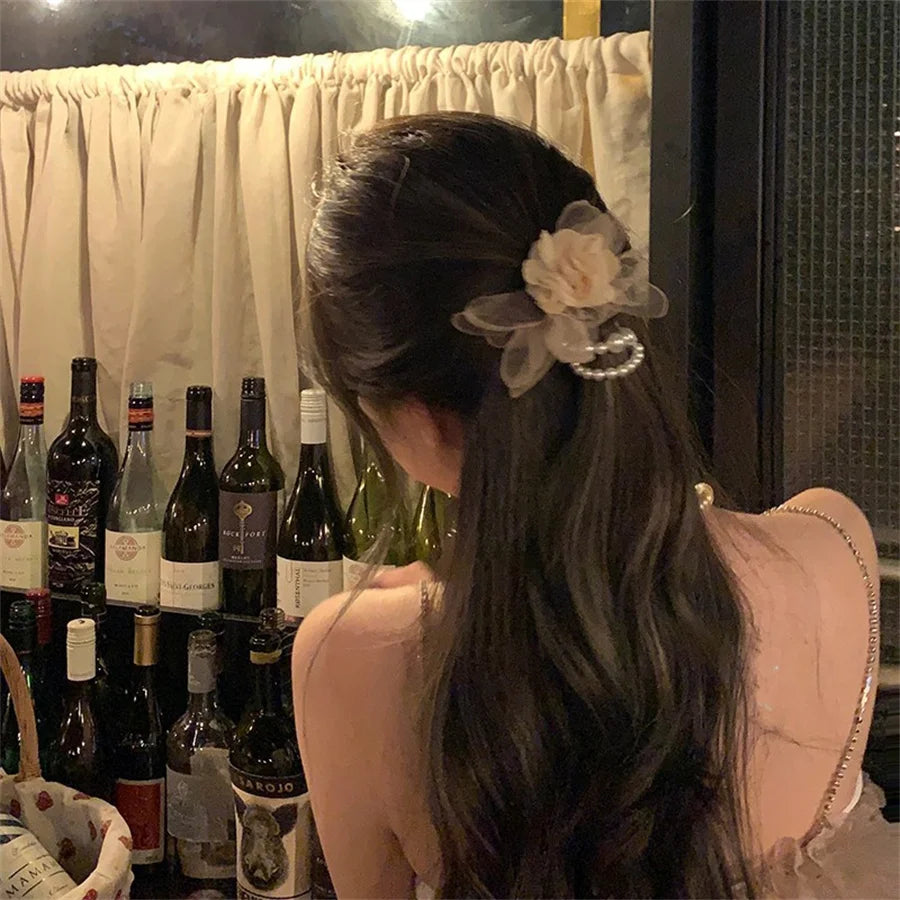 Flower Pearl Hair Ties