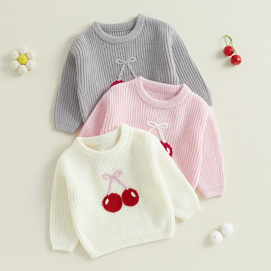 Cherry Embroidery Knit Sweater