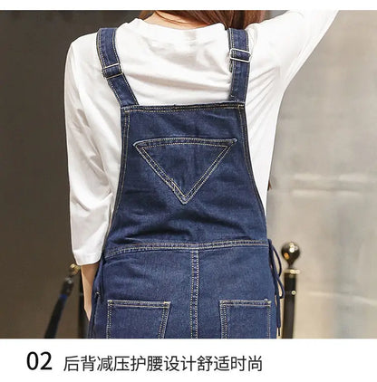 Wide Leg Denim Maternity Jumpsuits