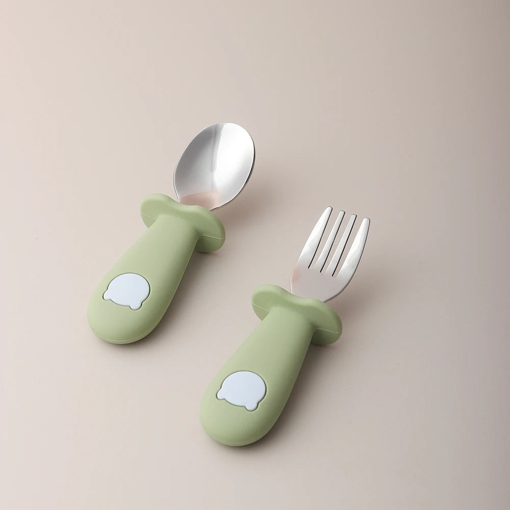 Baby panda shape silicone spoon and fork - PAMU8