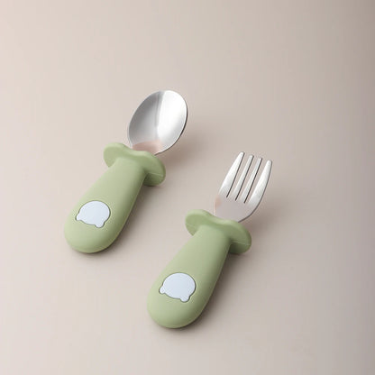 Baby panda shape silicone spoon and fork - PAMU8