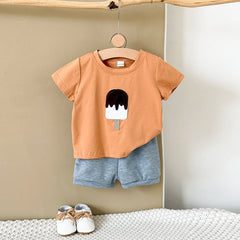 Ice cream Patchwork T-Shirts+Shorts