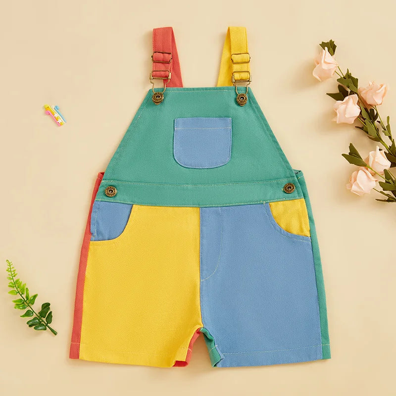 Toddler Overall Shorts, Adjustable Strap Suspender Romper