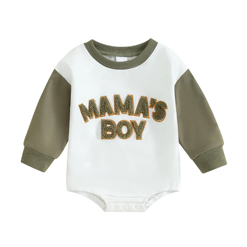 Baby Boys' Letter Sweatshirt Romper, Long-Sleeve Fall