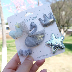 Kids' Cartoon Hair Clips, 5-Piece Princess Hairpin Set