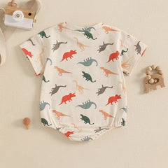 Baby Boys' Dinosaur Romper, Short-Sleeve Summer Bodysuit