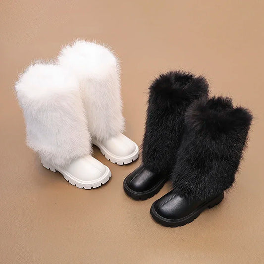 Girls High Warm Leather Boots
