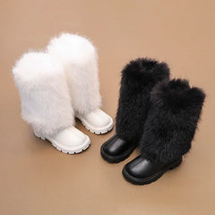 Girls High Warm Leather Boots