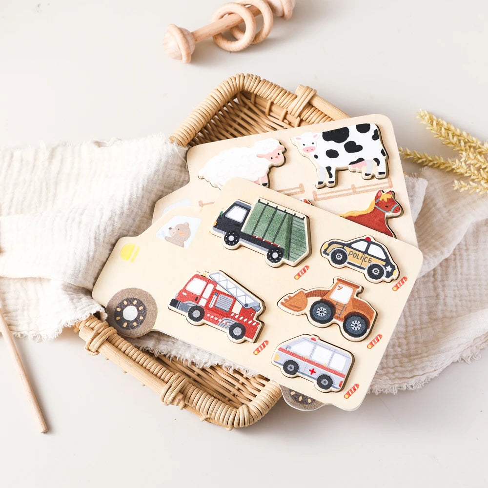 Wooden Animal Puzzles Baby Toys