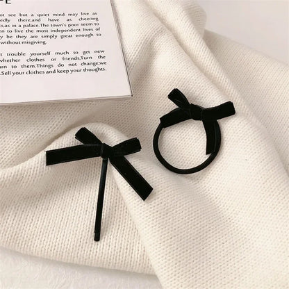 Velvet Bow Elastic Hairpins