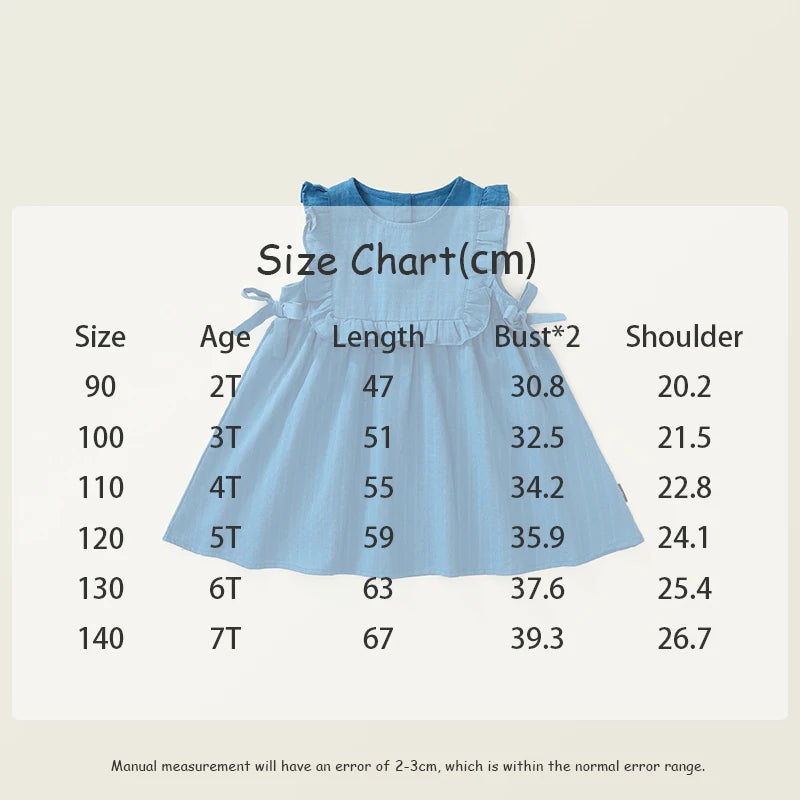 Ruffled Blue Vest Style Dress for Girls