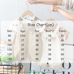 Cartoon Bear tees Overalls Set