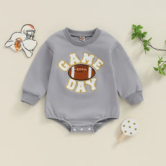 Baby Football Embroidery Bodysuit, Long-Sleeve Fall Romper