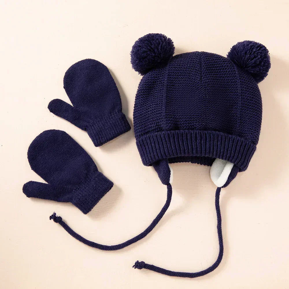 Knit Baby Hat Gloves Set