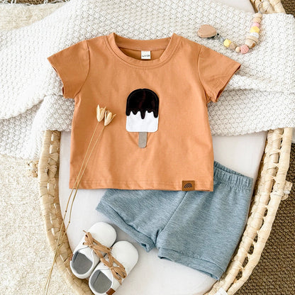 Ice cream Patchwork T-Shirts+Shorts