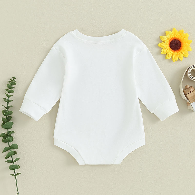 Baby Girls' Beige Fuzzy Letter Bodysuit, Long-Sleeve