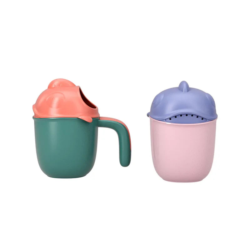 Baby Bath Shampoo Rinse Cup with Collapsible Dino Design
