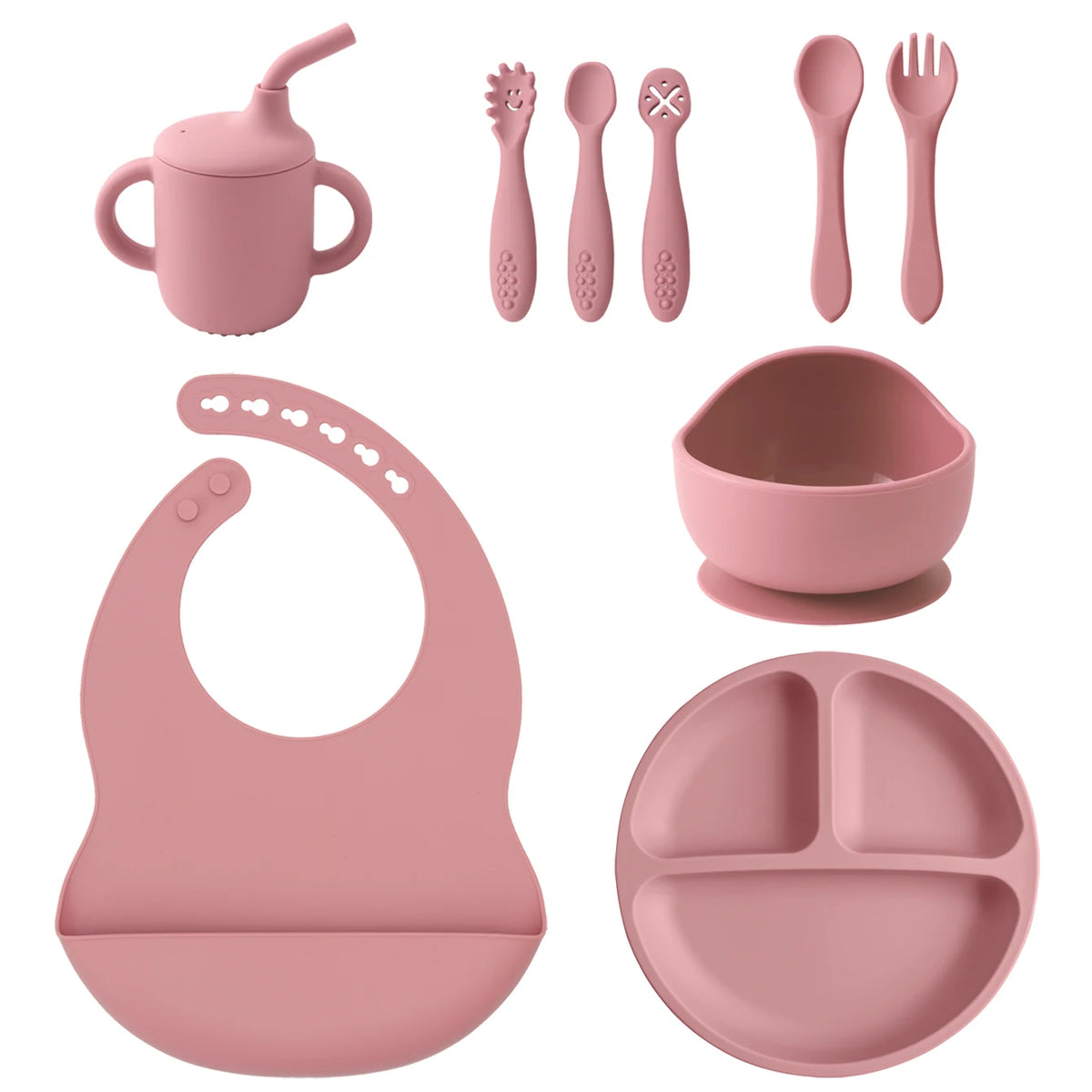 Baby Silicone Feeding Set, 9-Piece Weaning Starter Kit