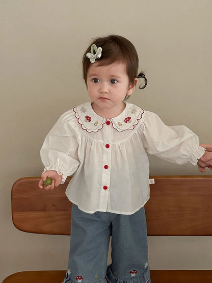 Girls Embroidered Rabbit Blouse