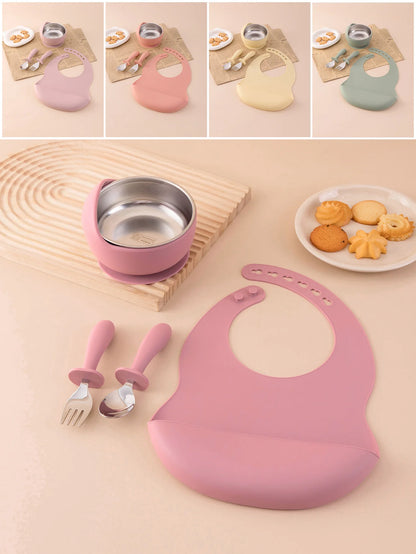 4PCS Stainless Steel Baby Feeding Set
