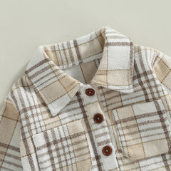 Baby Boys' Vintage Plaid Romper, Long-Sleeve Jumpsuit