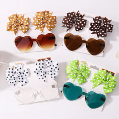 Kids' Heart Sunglasses and Hair Clip Set, 3 Pieces