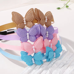 Girls' Butterfly Pearl Headbands, 4-Piece Set