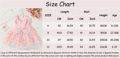 Baby Girl Dress Summer Butterfly Mesh Suspender Girl Dress Cute Back Wings Girl Wedding Flower Girl Dress