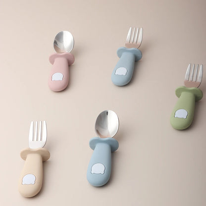 Baby panda shape silicone spoon and fork - PAMU8