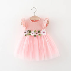 Flower Mesh Skirt Girl Dress