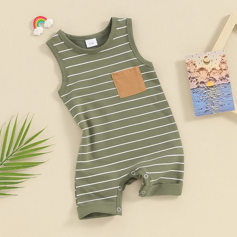 Striped Print Sleeveless Jumpsuit