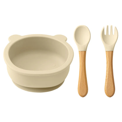 Wooden Handle Spoon Fork Bowl