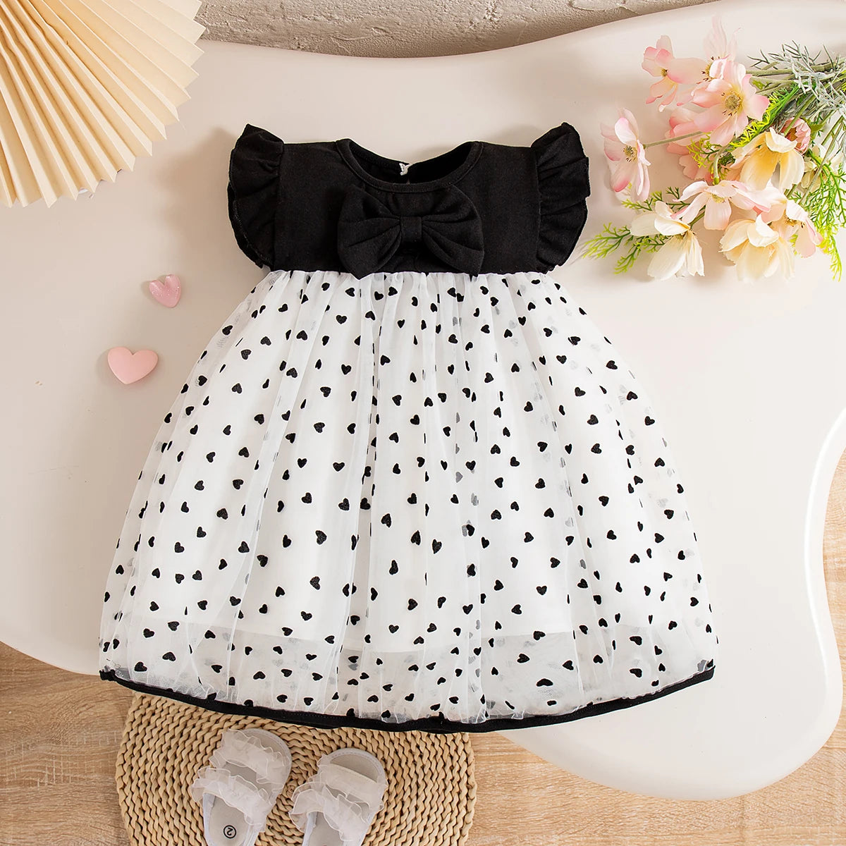 Summer Bow Flying Sleeve Dress