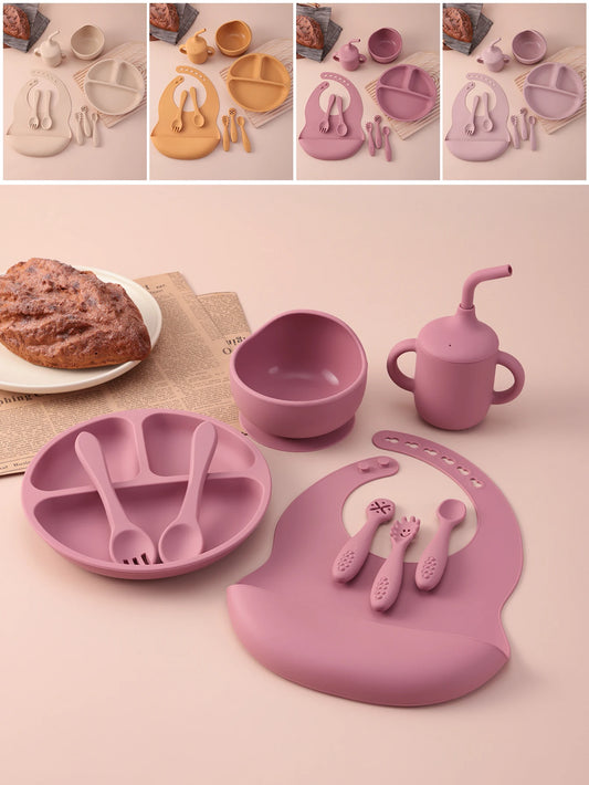 9-Piece Silicone Baby Feeding Set for Starting Solids