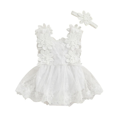 Floral Lace Embroidery Romper Dress - PAMU8