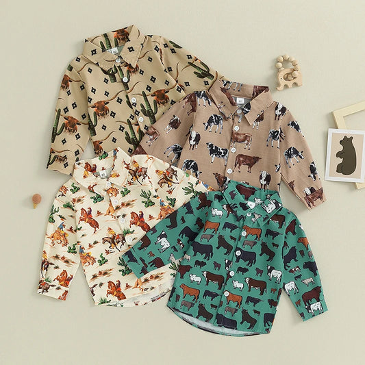 Cow Print Long Sleeve Tops